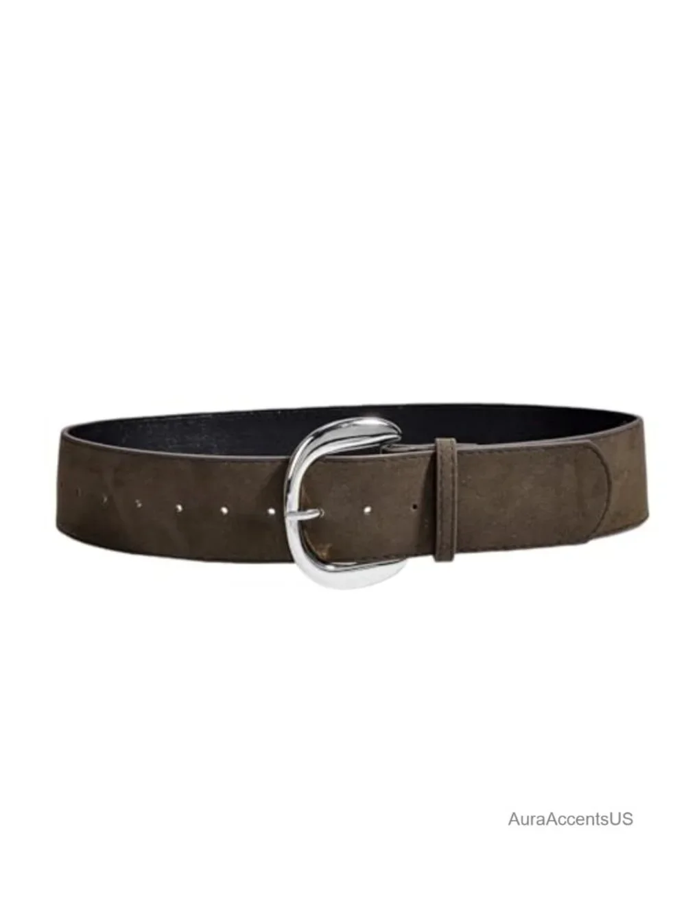Wide Suede Waist Belt Adjustable Large Buckle Cinch Belt for Dresses